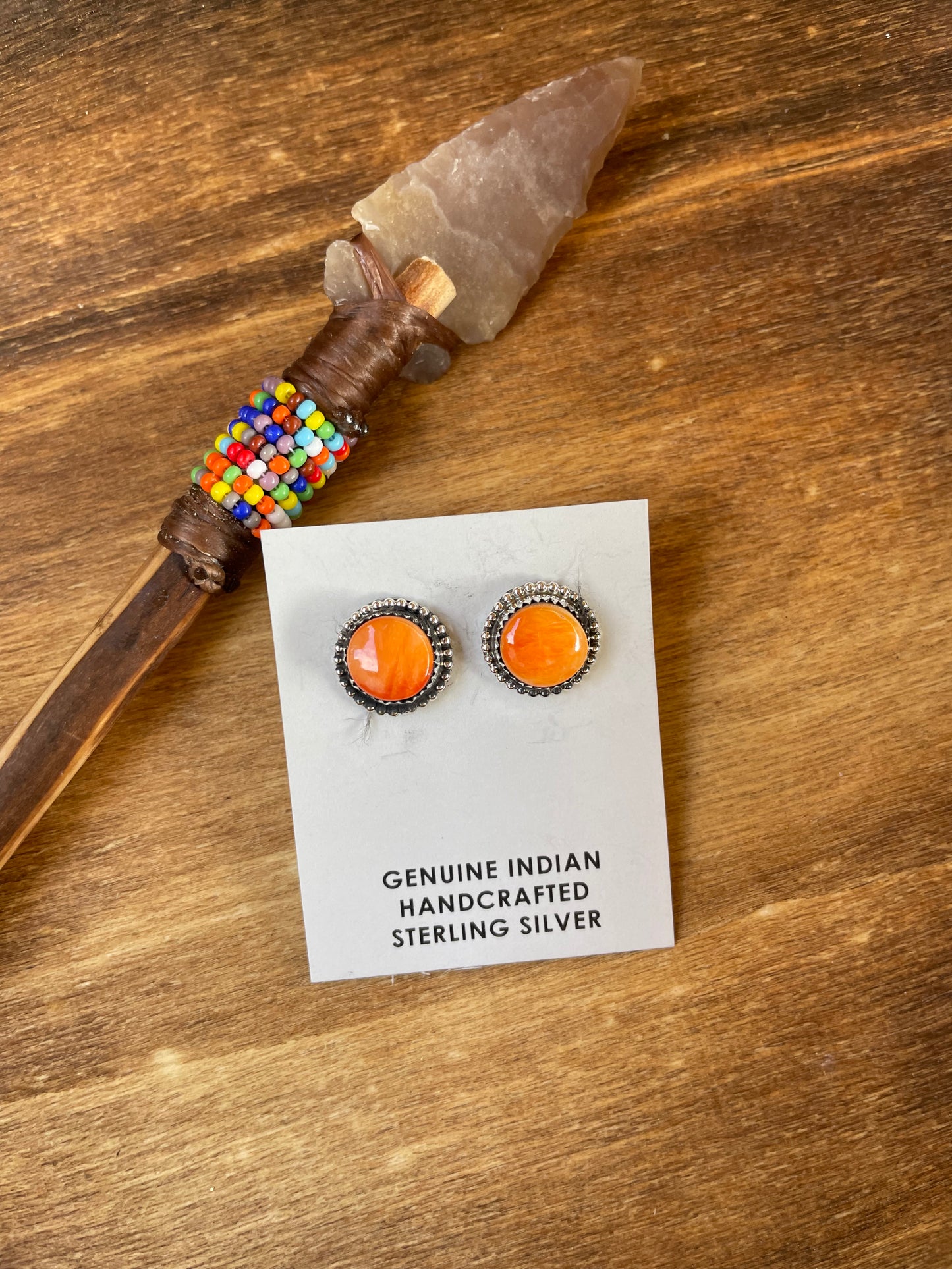Orange Spiny oyster round studs