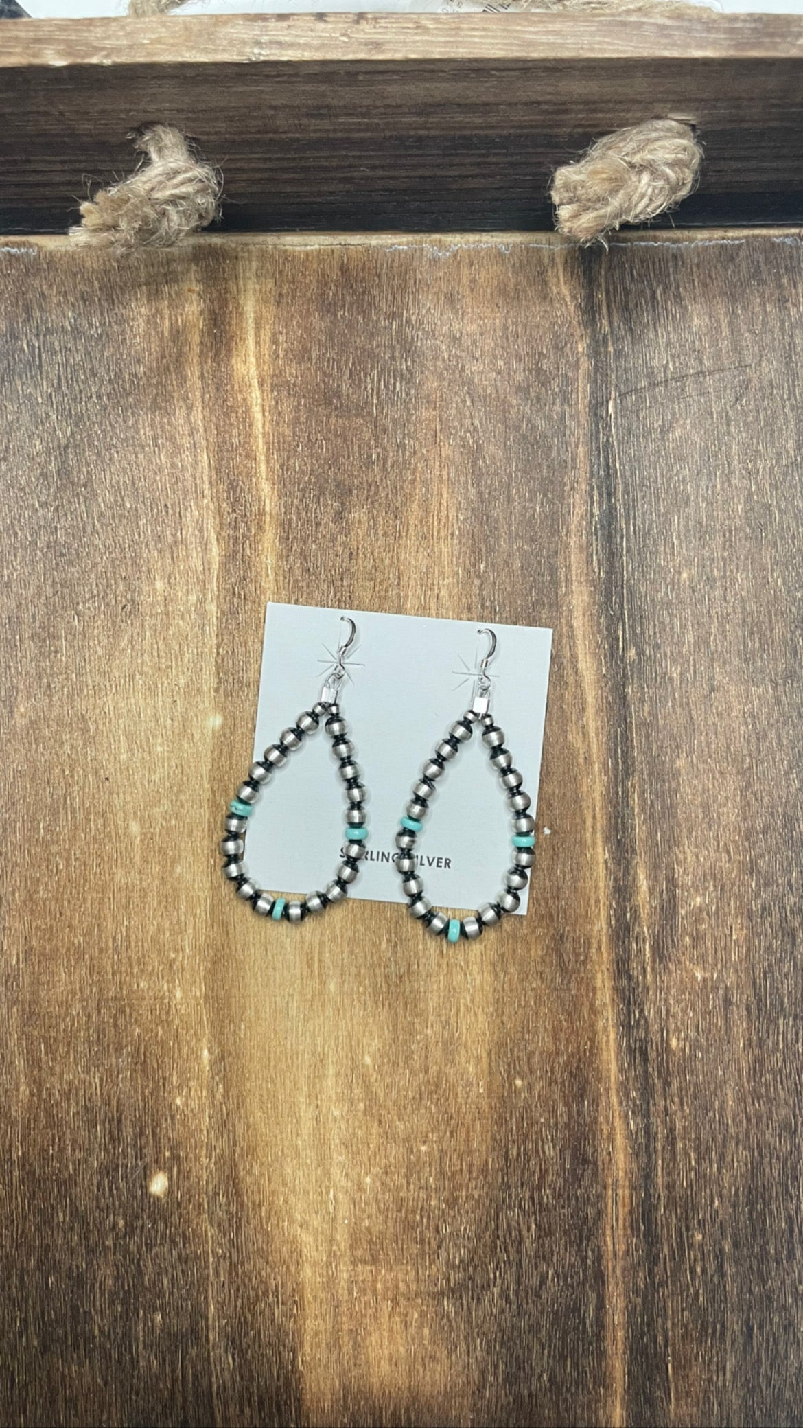 5mm teardrop Navajo Pearl earrings with Turquoise