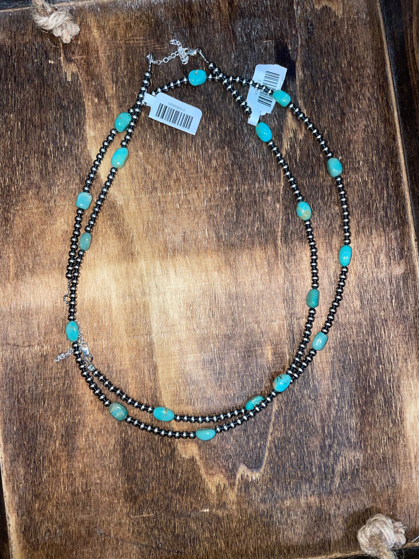 4mm 19” Turquoise with Navajo Pearls