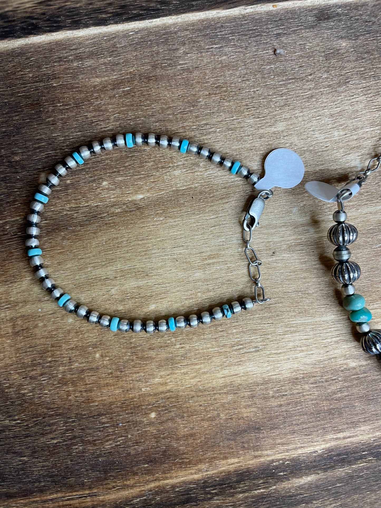 Turquoise 4mm Sterling pearl bracelet