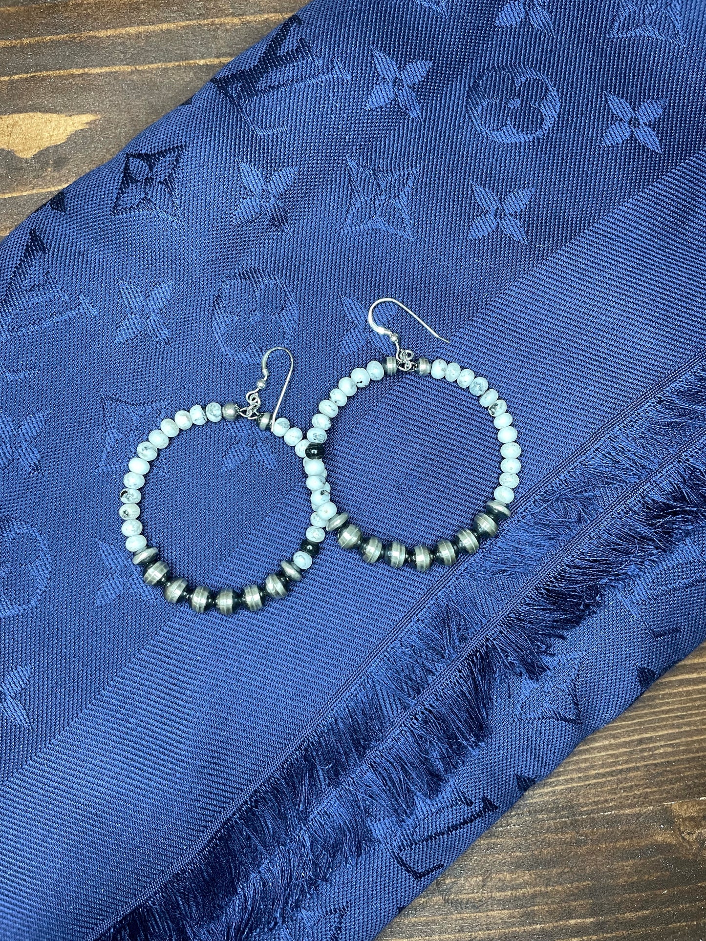 Round White Buffalo Earrings