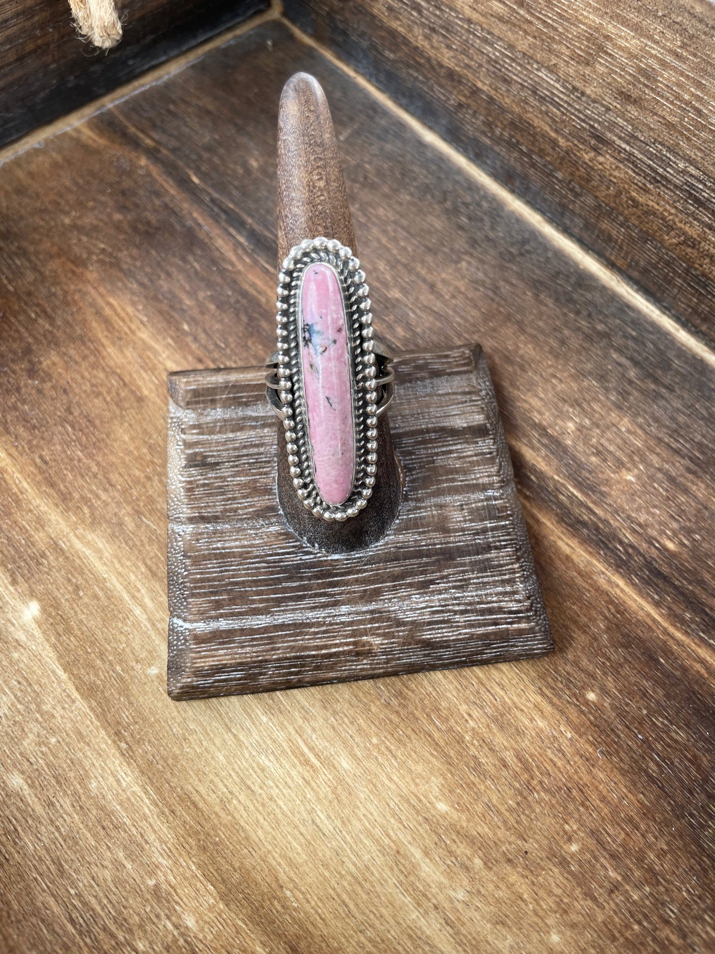 Pink Turquoise Rhodanite ring