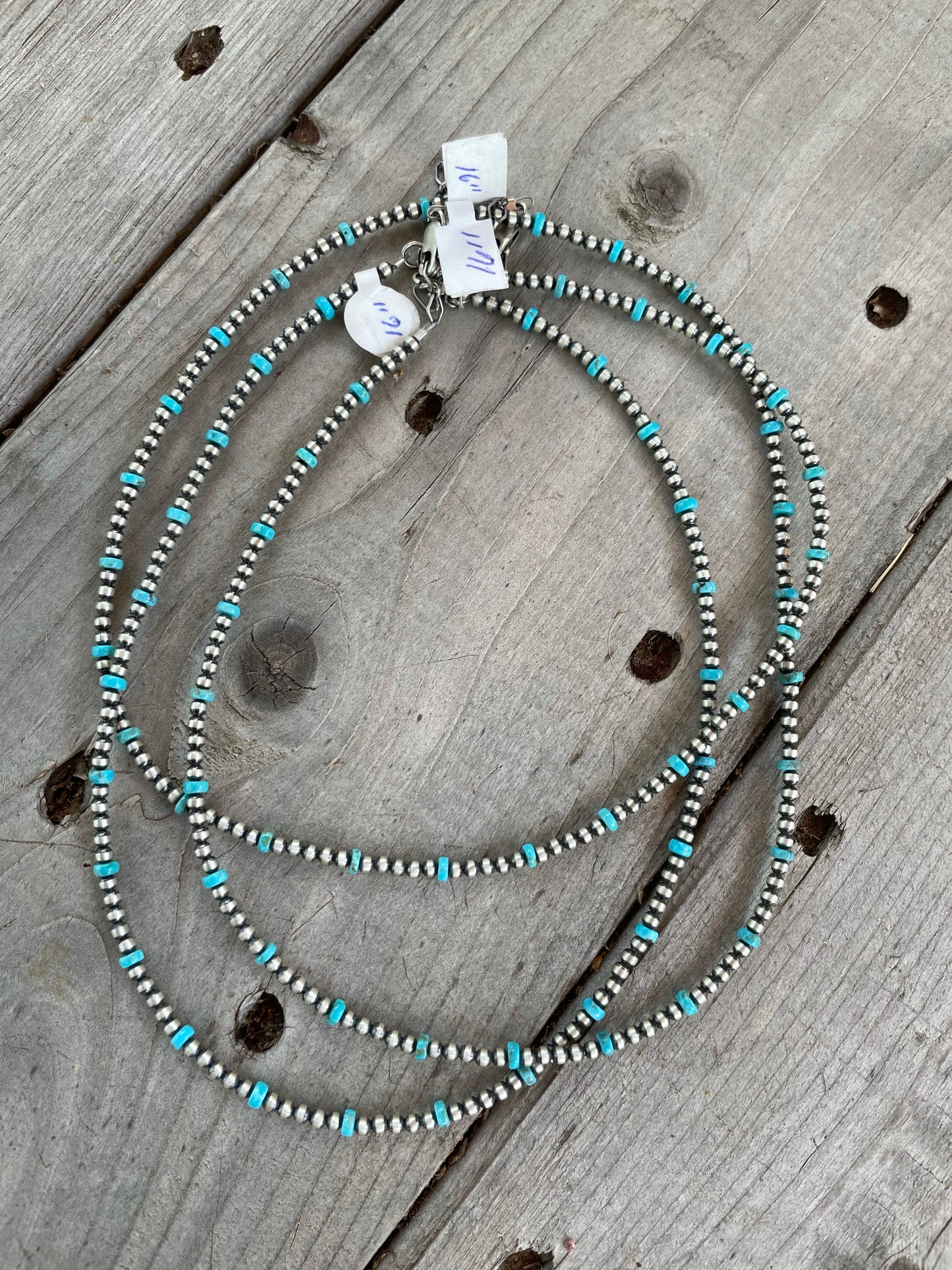 3MM Navajo Pearl Necklace with Turquoise