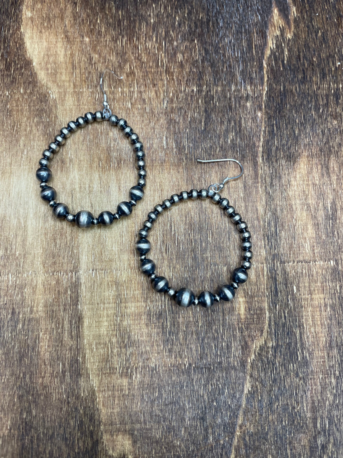 4mm 6mm 8mm Round Navajo Earrings 2.75”