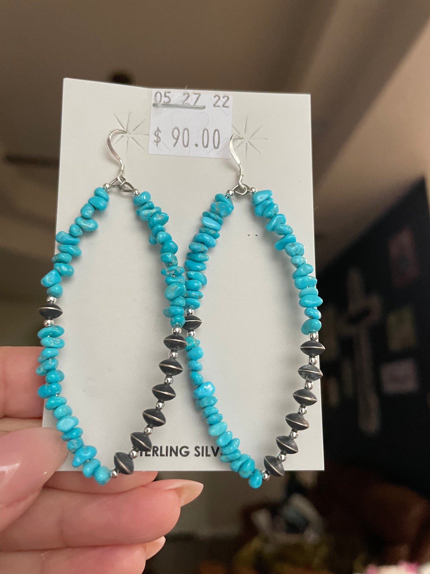 The Brooke Turquoise nugget Earring with Saucer Pearls