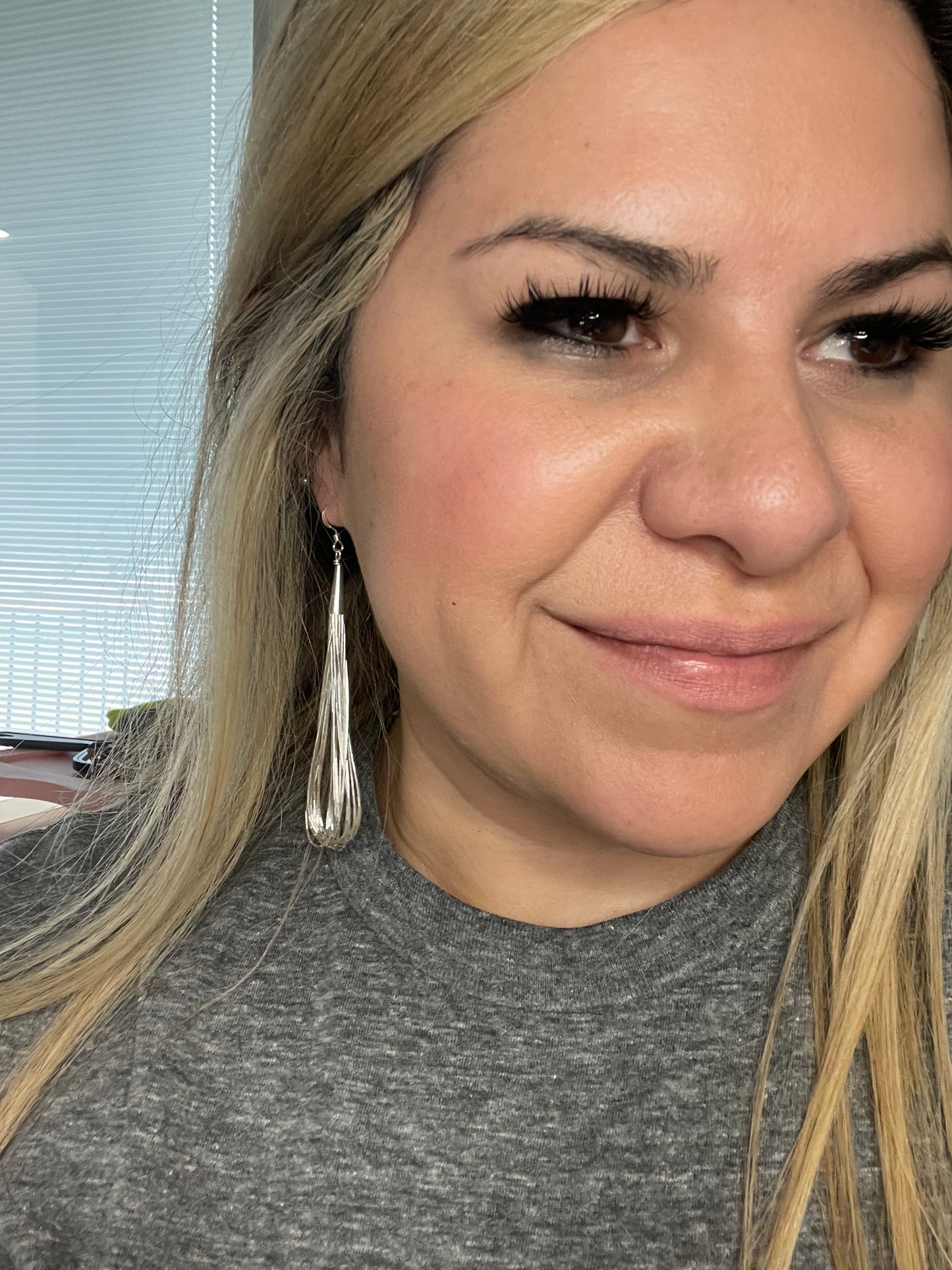 Liquid Silver 10 Strand Teardrop Earrings