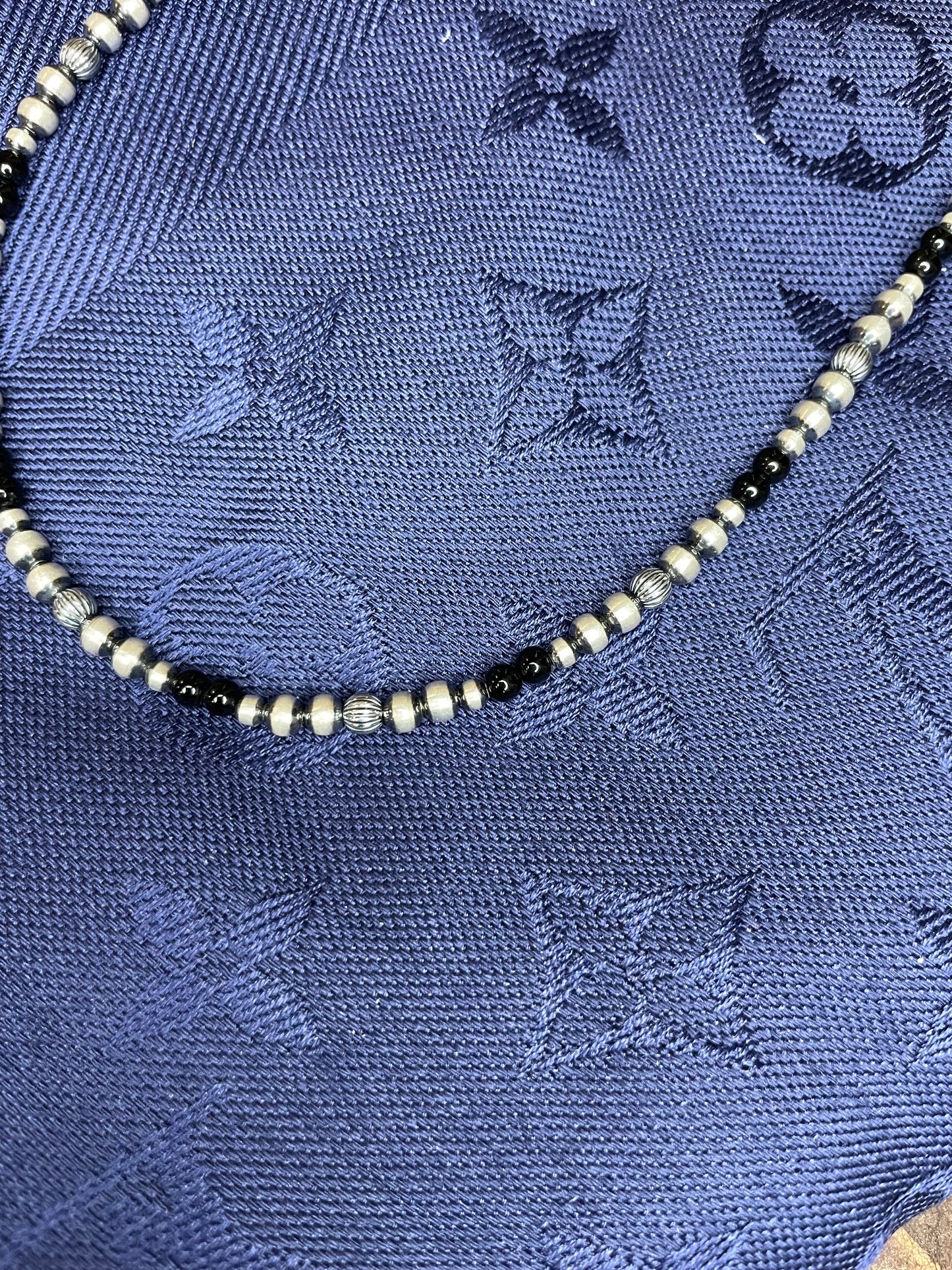 4mm 22" navajo pearls with black onyx