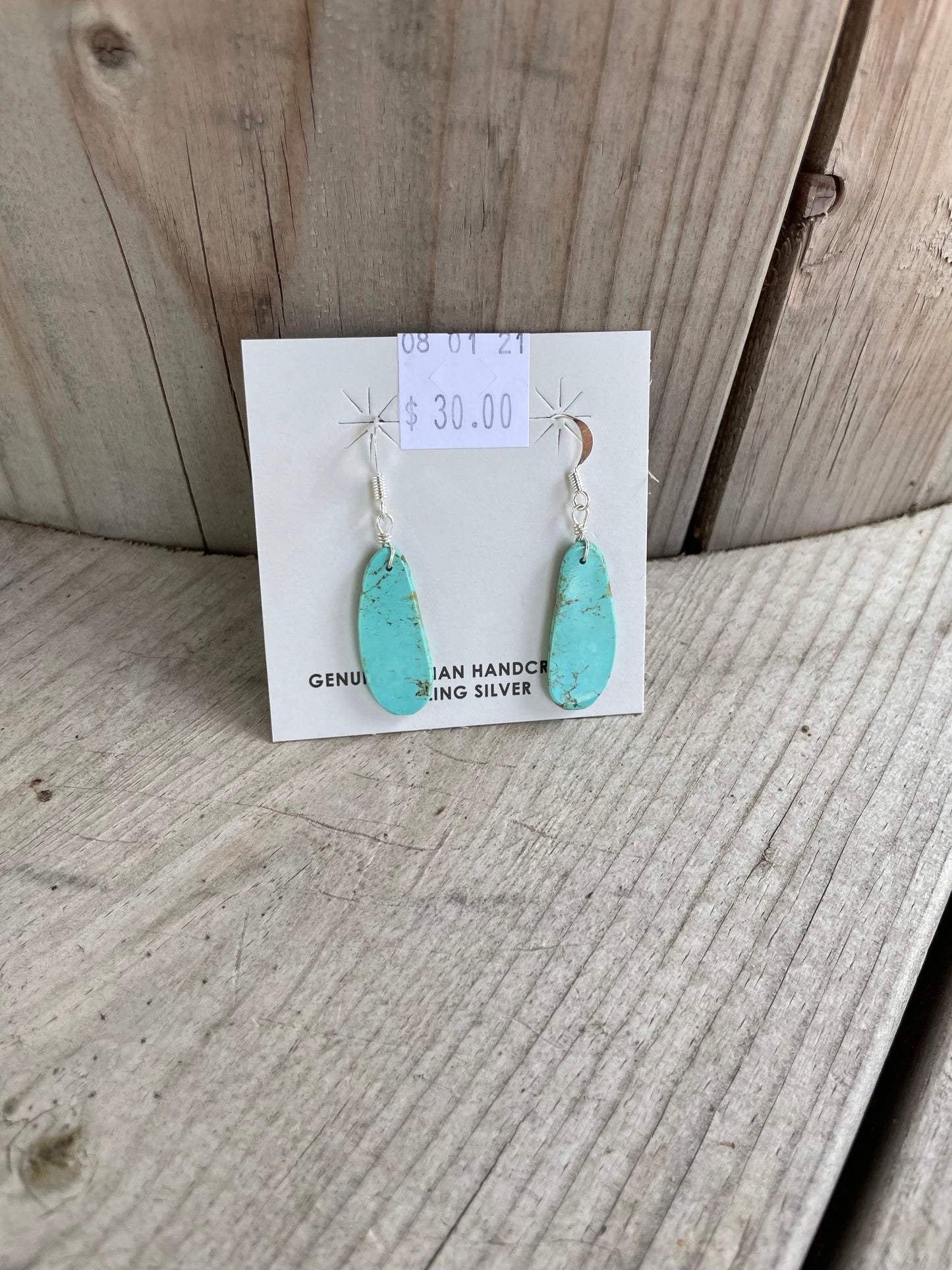 Solid Turquoise Slab Earrings