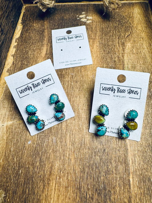 Turquoise ear Crawlers 3 stone A