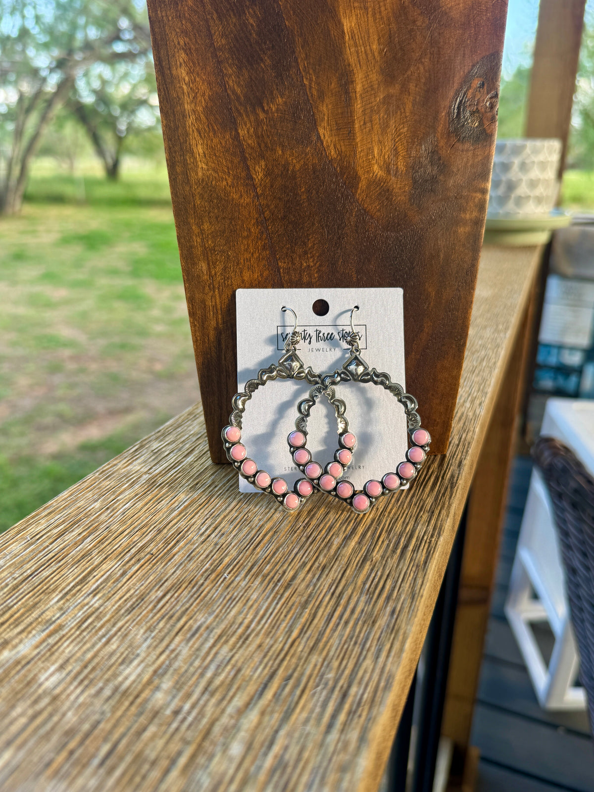 Pink Conch Hoop Dangle Earrings, Annie Hoskie