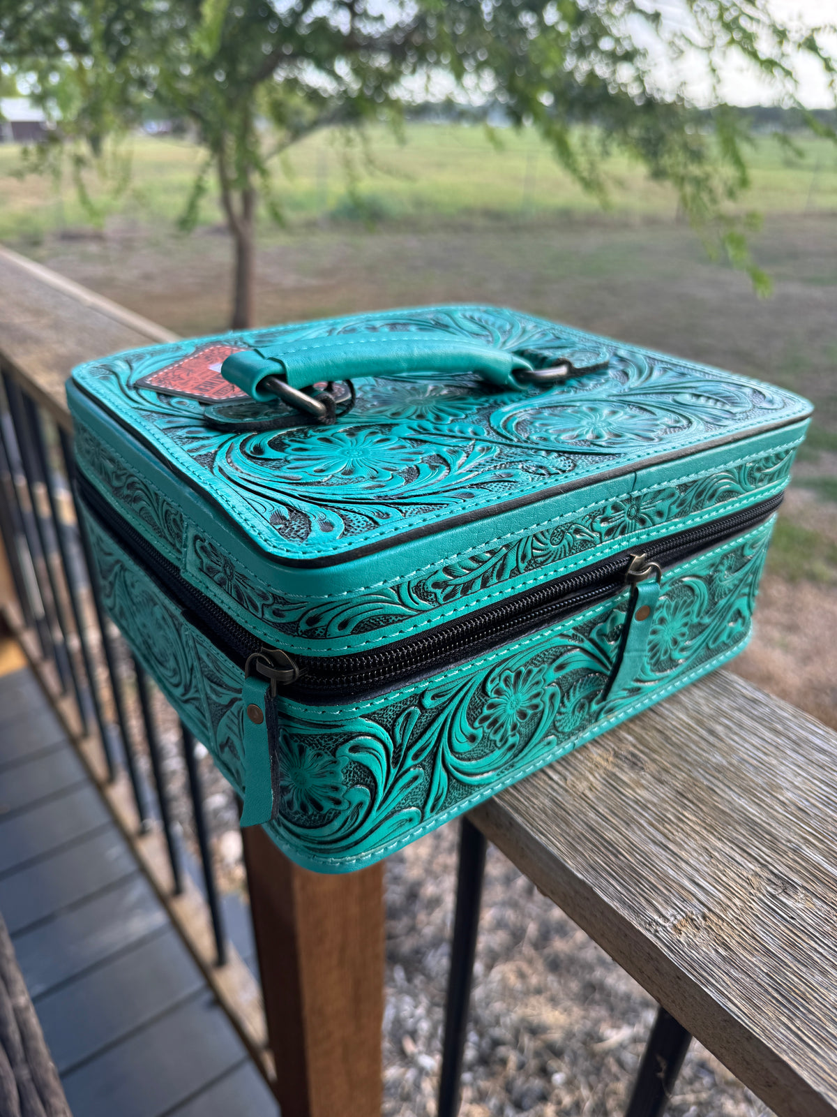 Brown Leather Jewelry Case Square