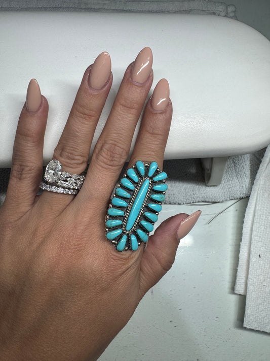 Cluster Ring Turquoise Size 6.5 Kingman