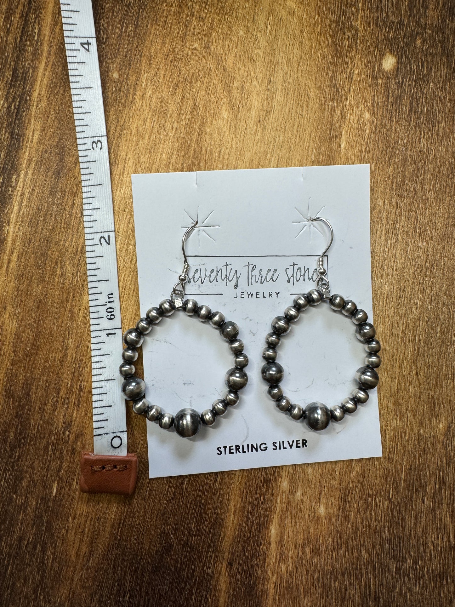 4mm 5mm 6mm Round Navajo Earrings 2”