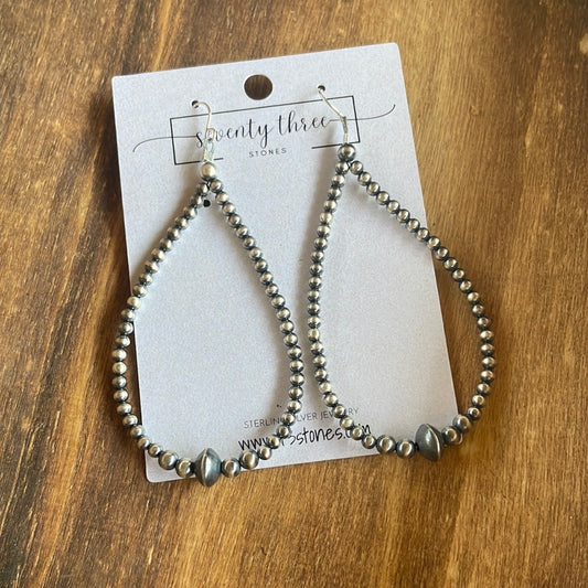 3..5” 3mm teardrop Navajo Pearl earrings