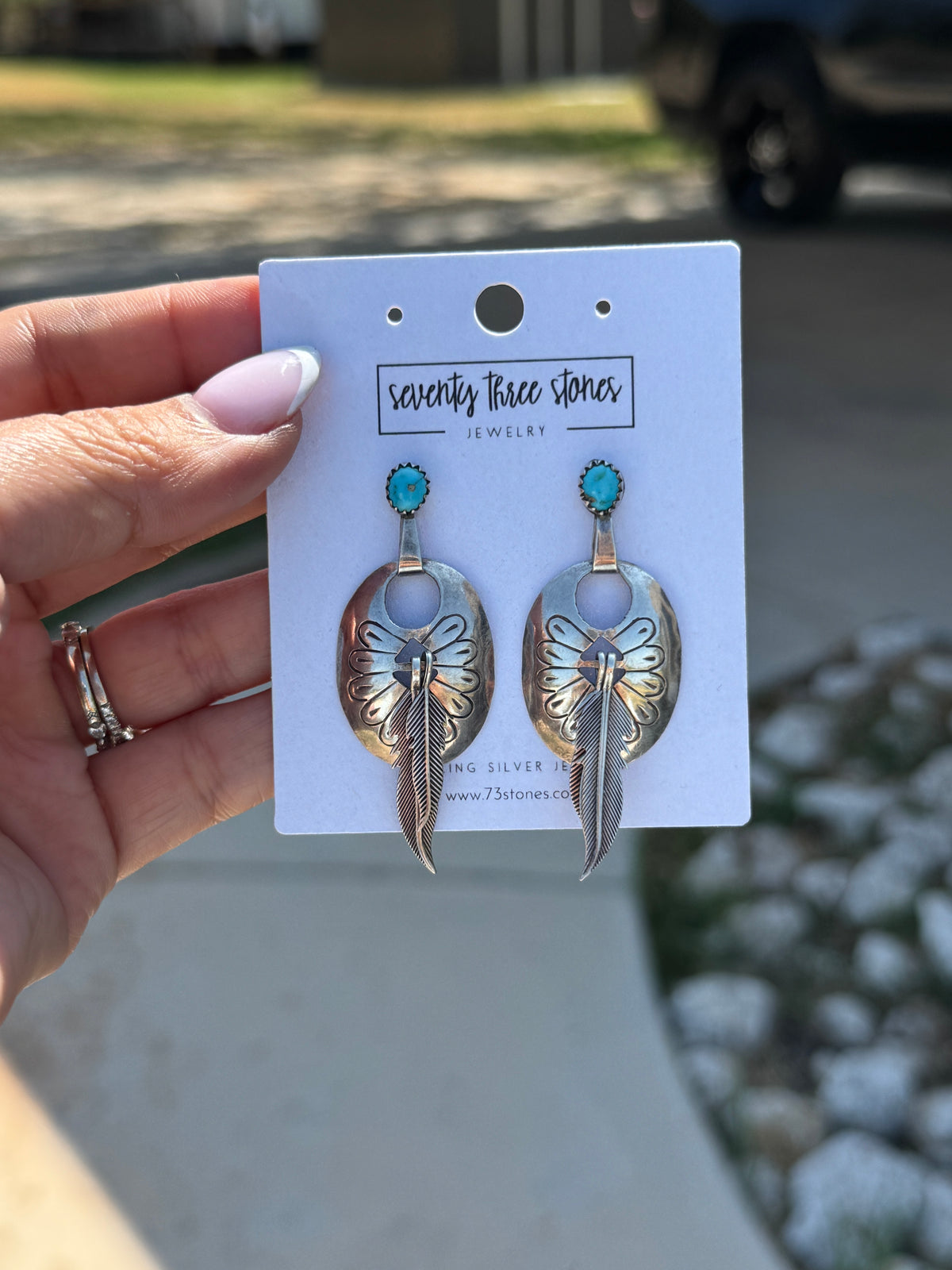 Vintage Kingman Turquoise Dangle earrings 2”