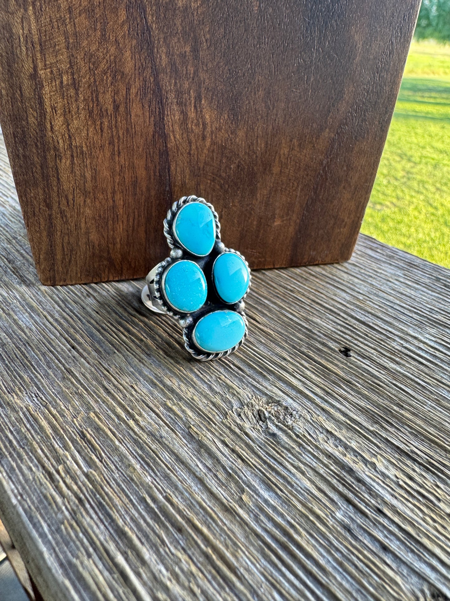 Turquoise 4 Stone Ring Sz9