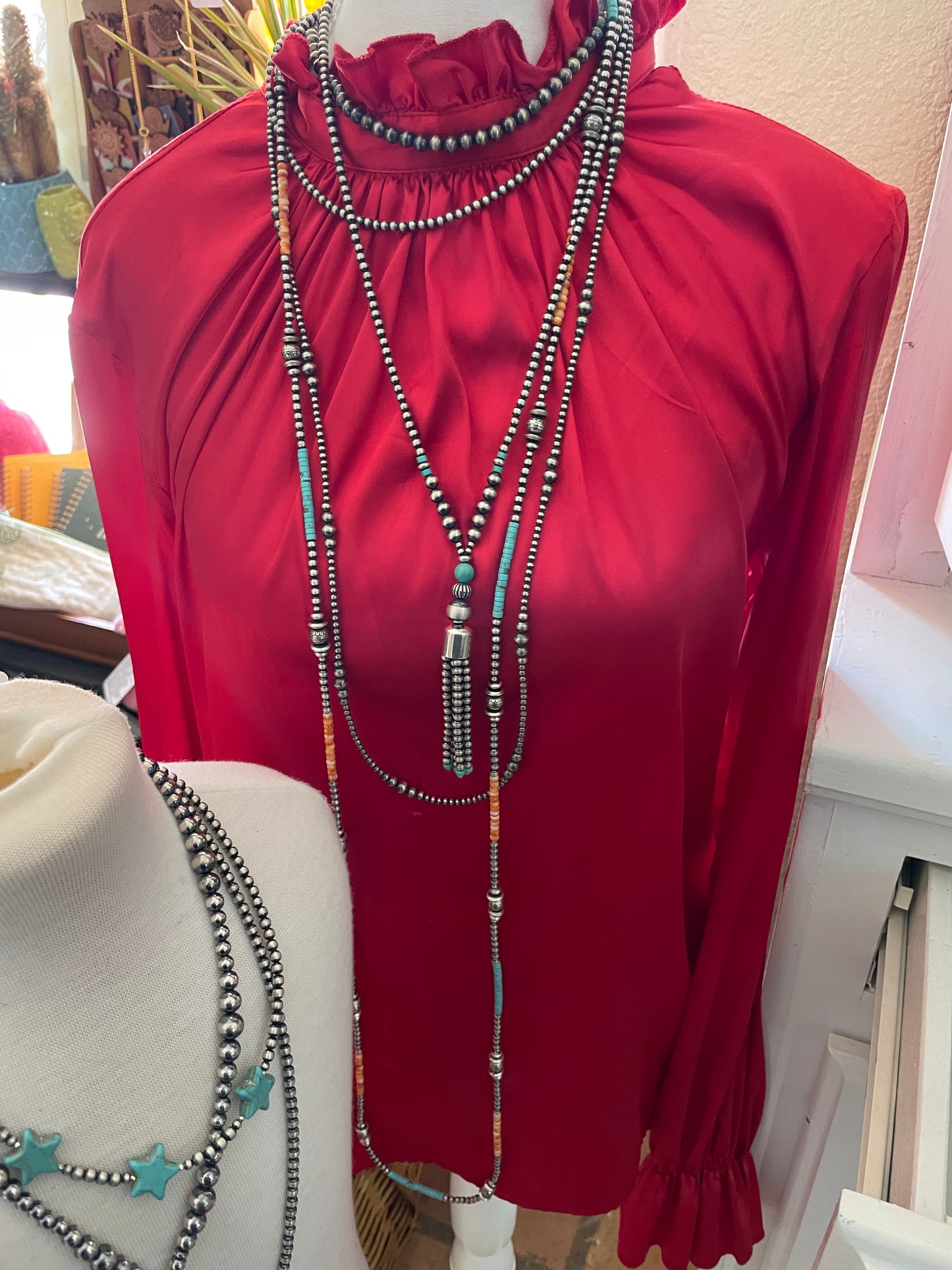 60” Multicolor with Navajo Pearls Necklace