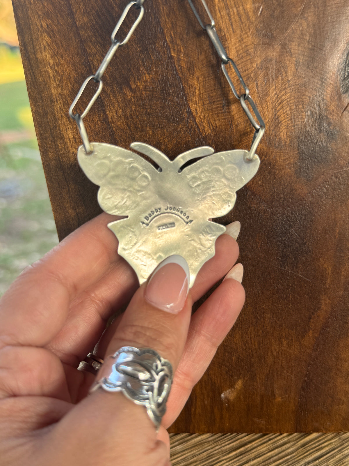 High Grade Web Kingman Butterfly Pendant Necklace, Bobby Johnson