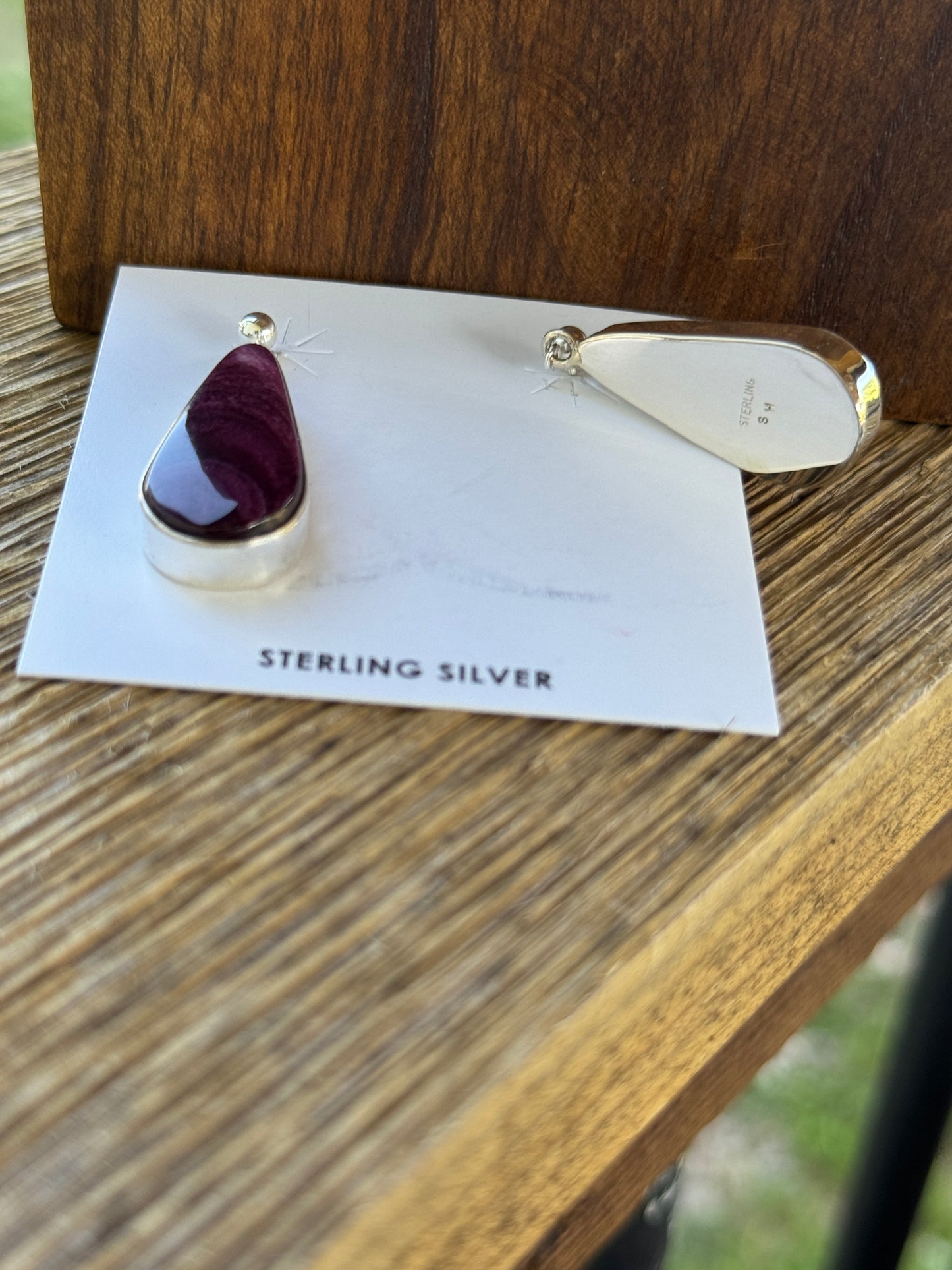 Purple Spiny Oyster teardrop Earrings