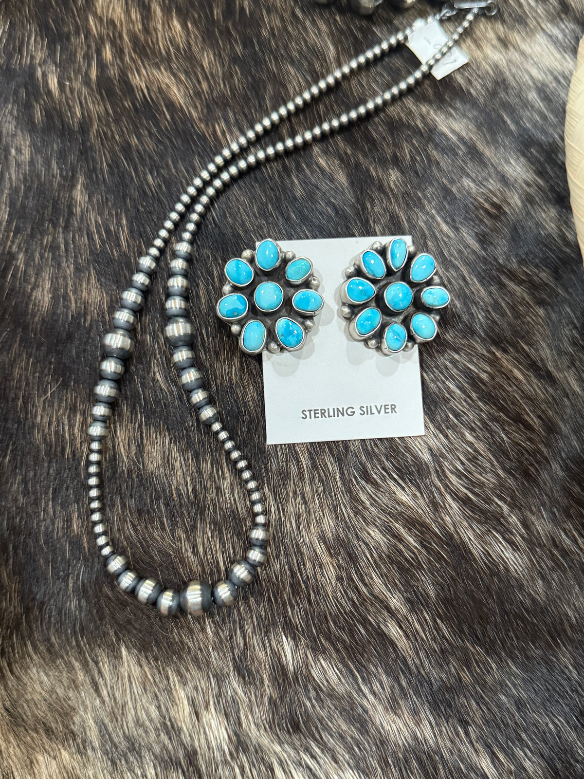 Blue Ridge Turquoise cluster earrings 1 inch