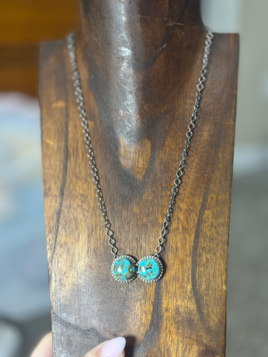 2 Stone Turquoise Bar Necklace