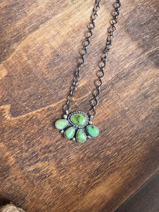 18” Sonoran Gold Turquoise Cluster on silver adjustable chain