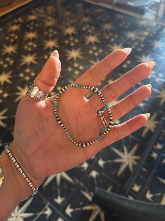 Turquoise 3mm pearl stretch bracelet