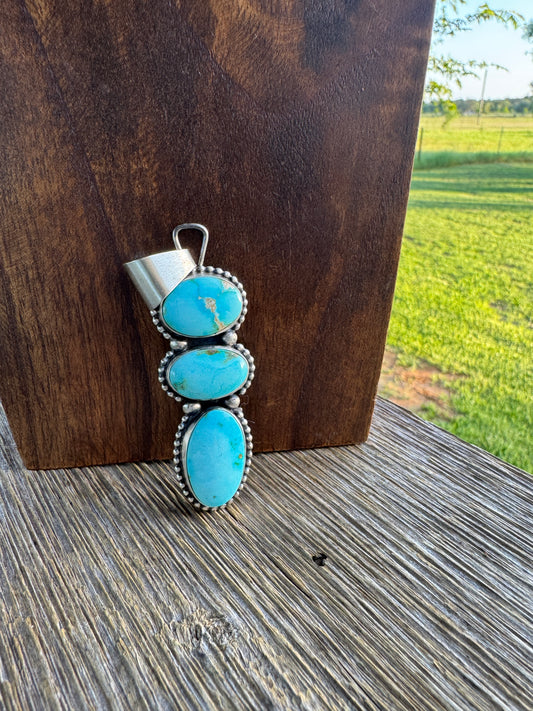 3 stone Turquoise Pendant Sonoran Gold
