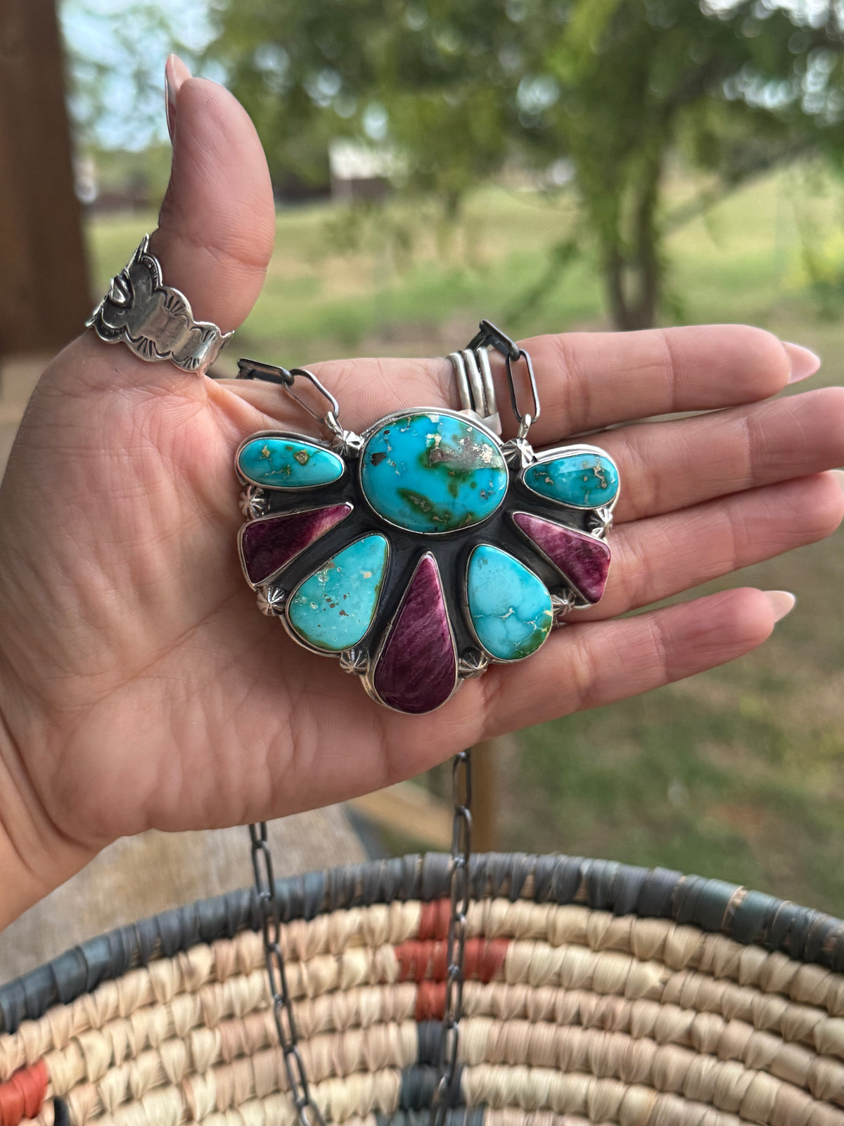 High Grade Sonoran Spiny Half Cluster Pendant Necklace, Darrin Livingston