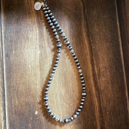 6mm 18" Navajo Pearls with Diamonds (Swarovski)