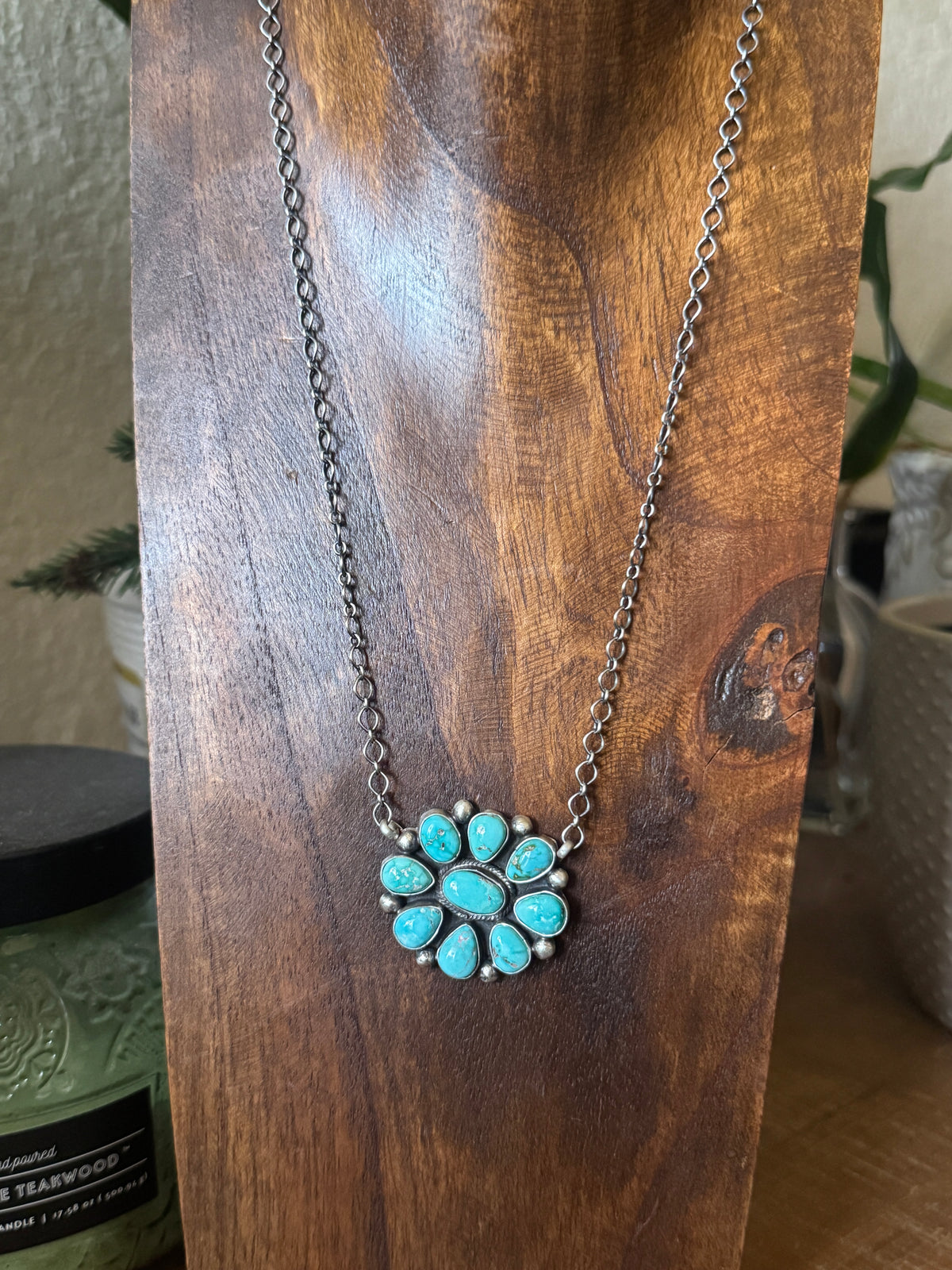 Carico Lake Turquoise Cluster Bar Necklace
