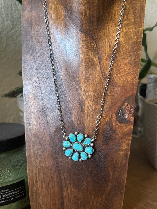 Carico Lake Turquoise Cluster Bar Necklace