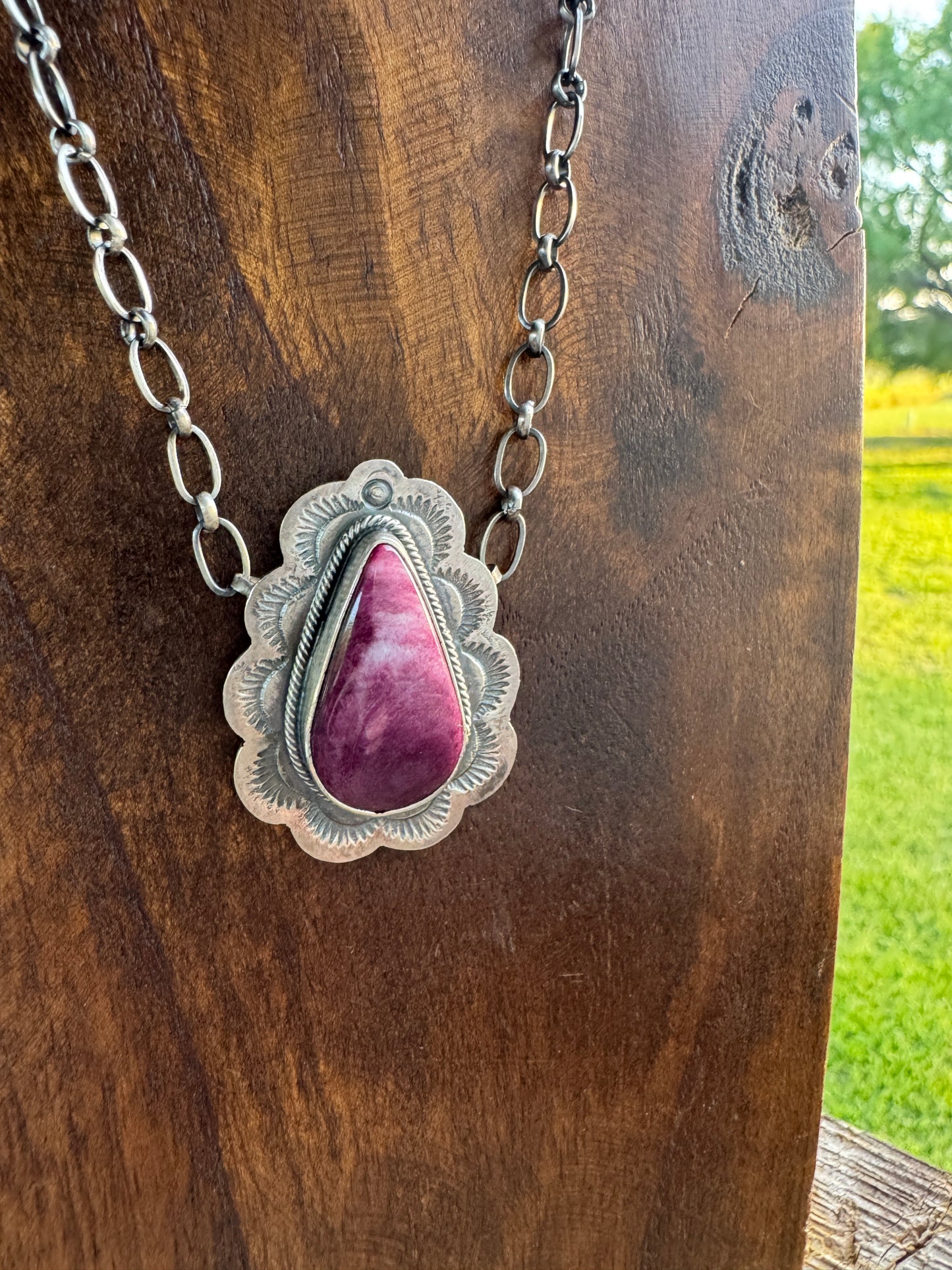 Purple Spiny Bar Necklace