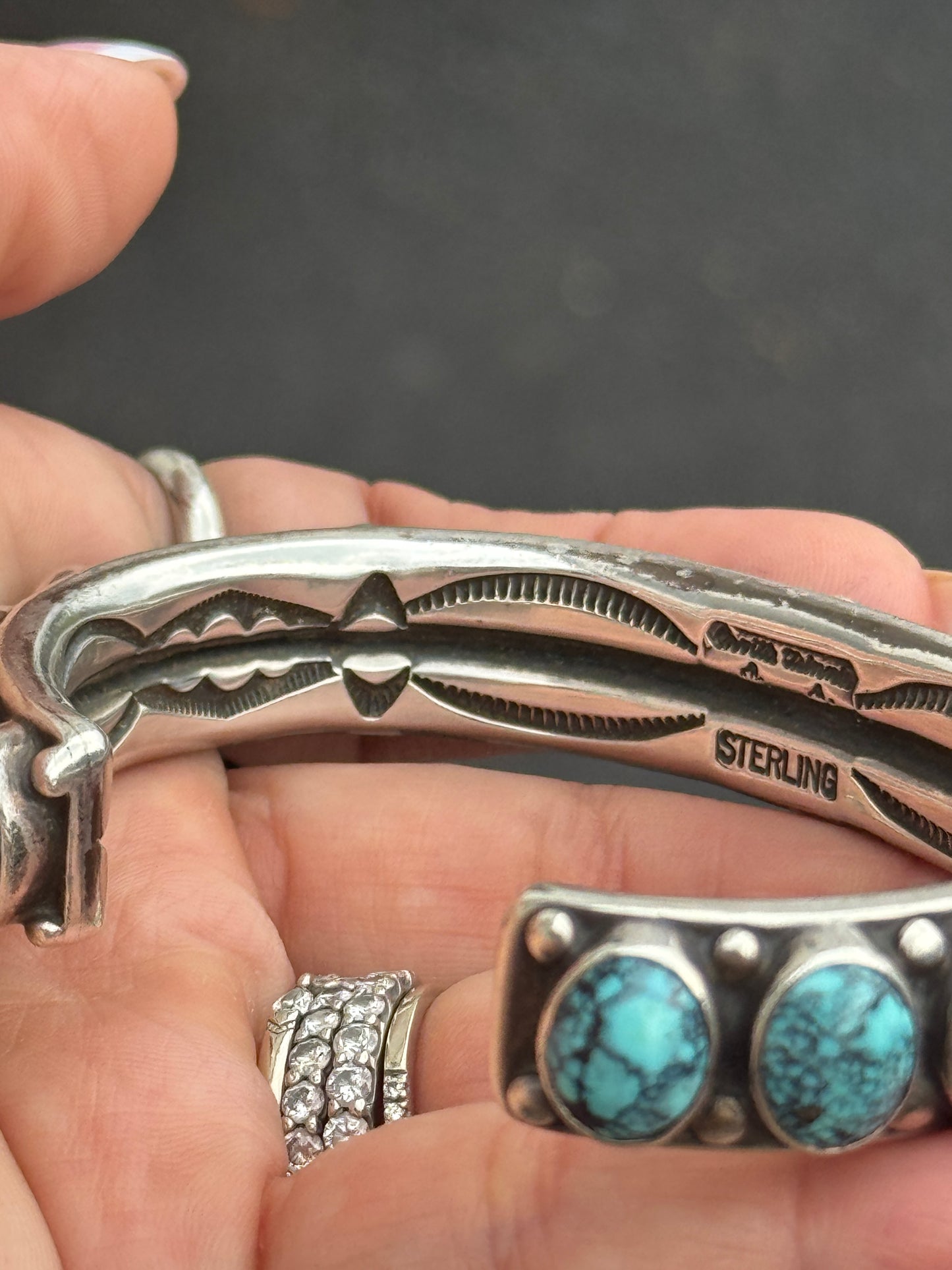 Orville Tsinnie 17 stone turquoise cuff