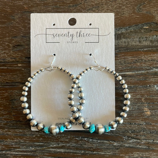 3mm-8mm Turquoise Navajo Pearl Round Earrings