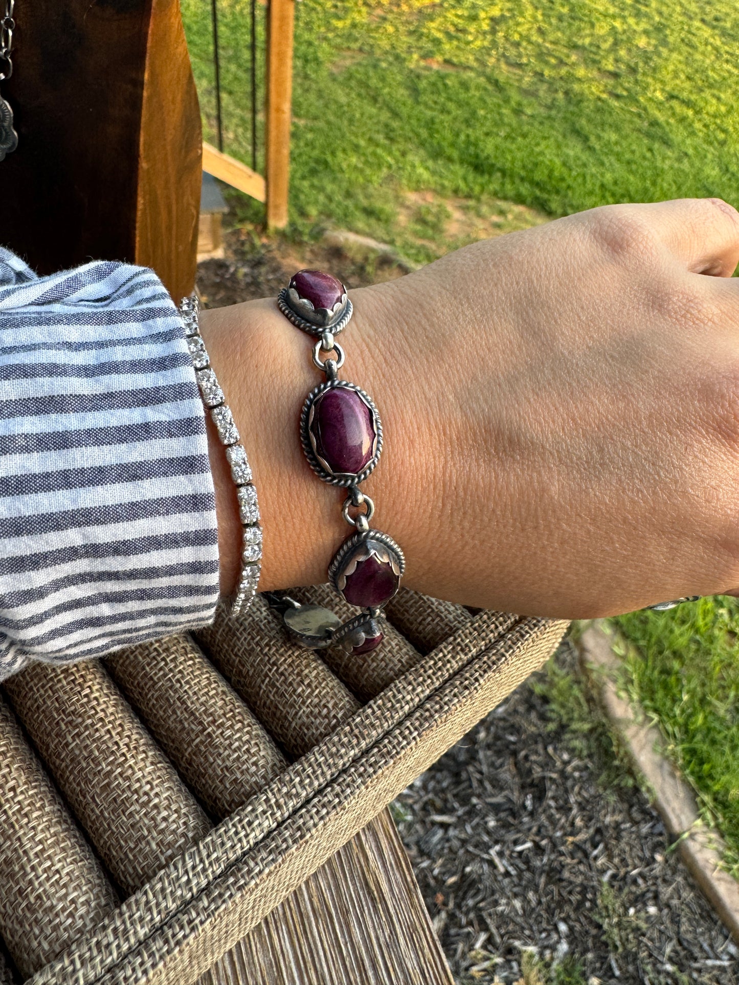 Purple Spiny 7 Stone Bracelet or choker