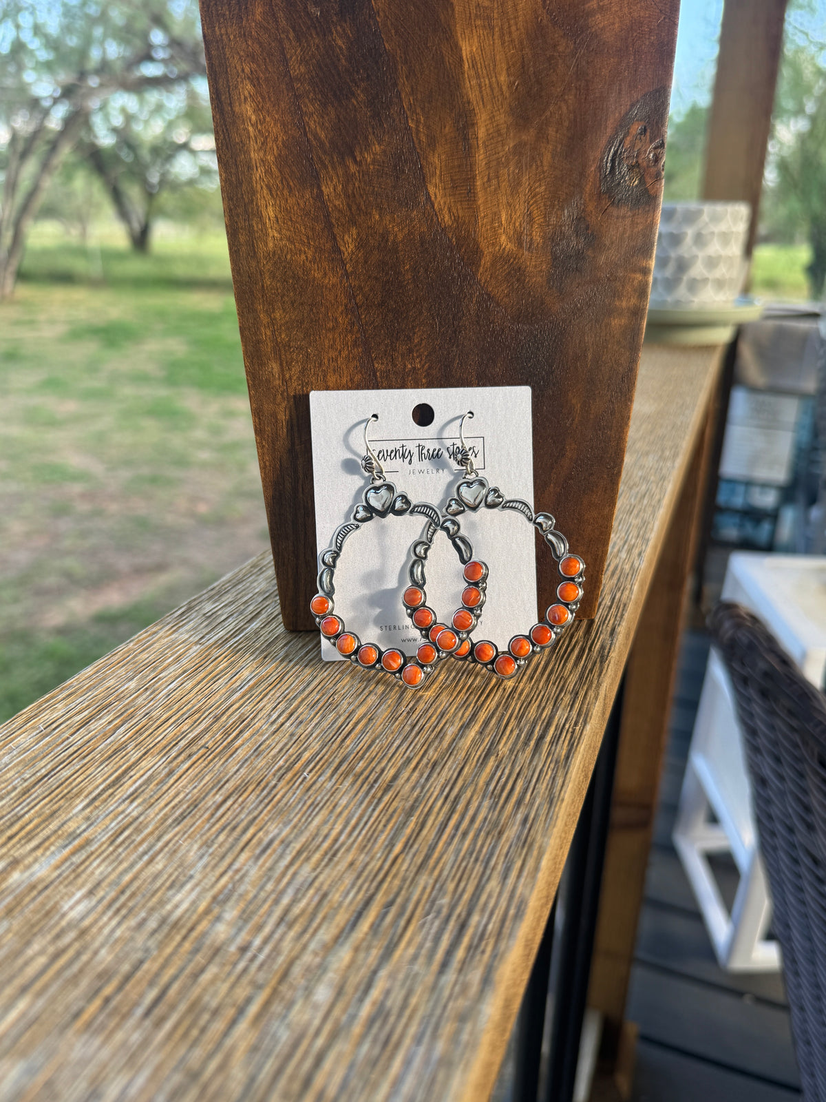 Orange Spiny Hoop heart opt Dangle Earrings, Annie Hoskie