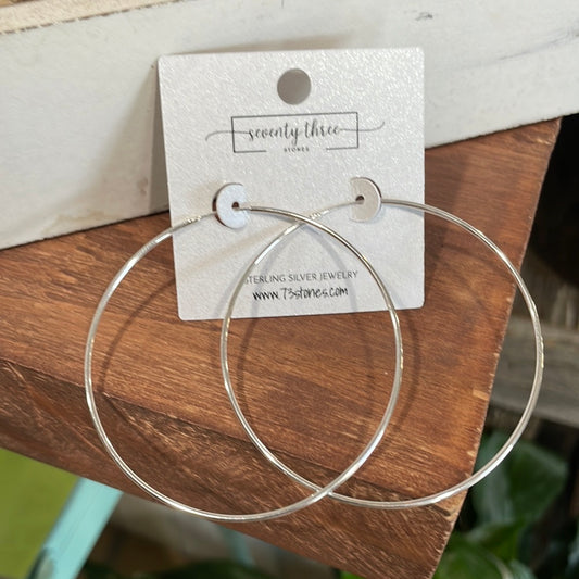 Sterling silver hoops with Navajo Pearls 2.5”