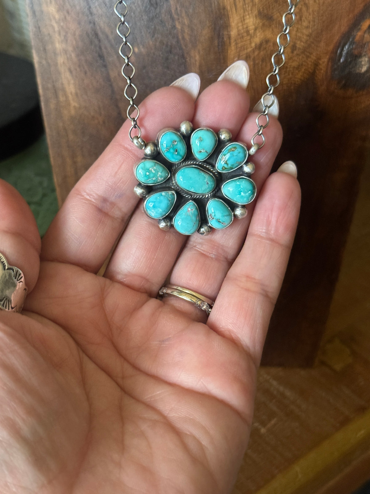 Carico Lake Turquoise Cluster Bar Necklace