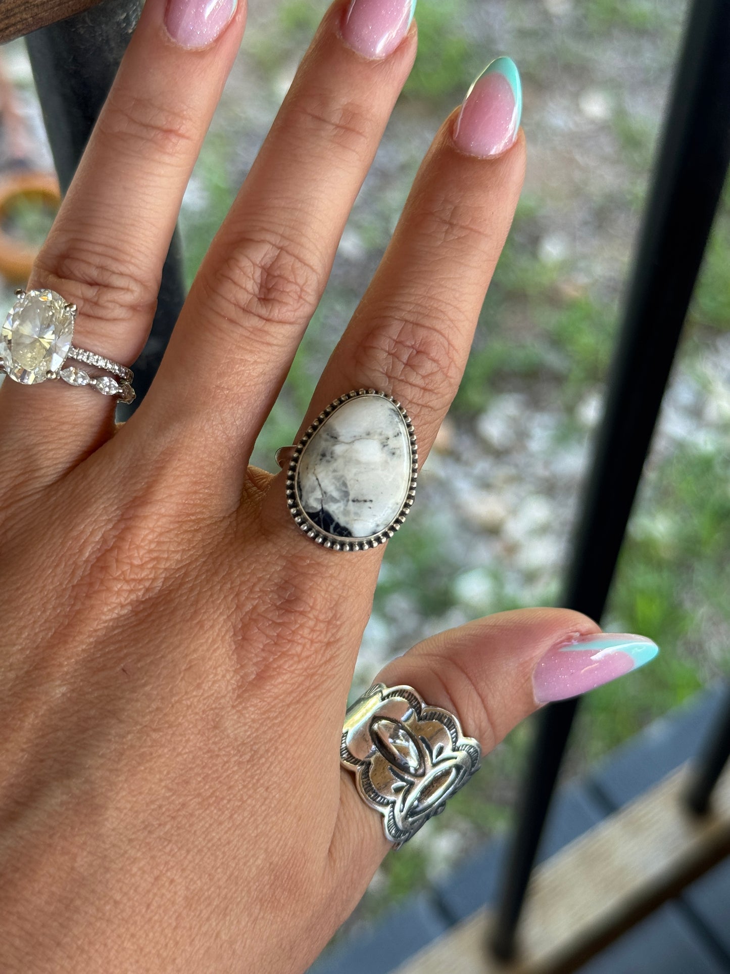 White Buffalo Ring Sz8