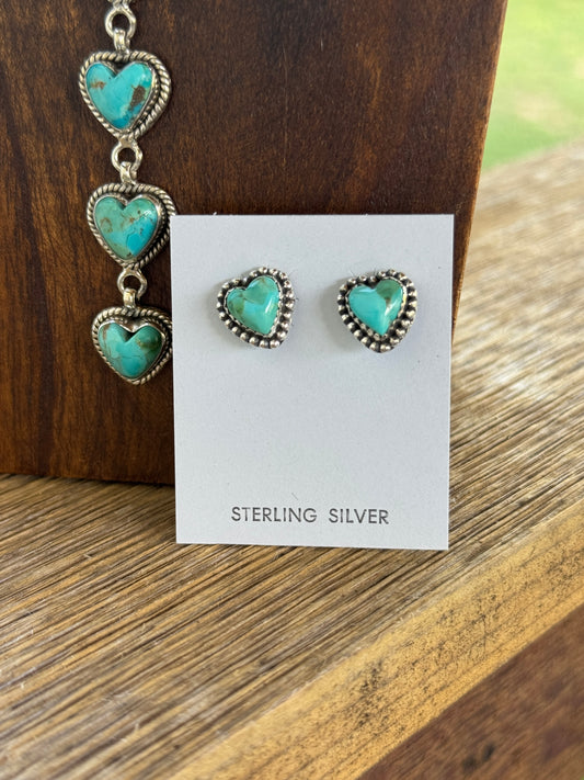 Turquoise Heart Studs