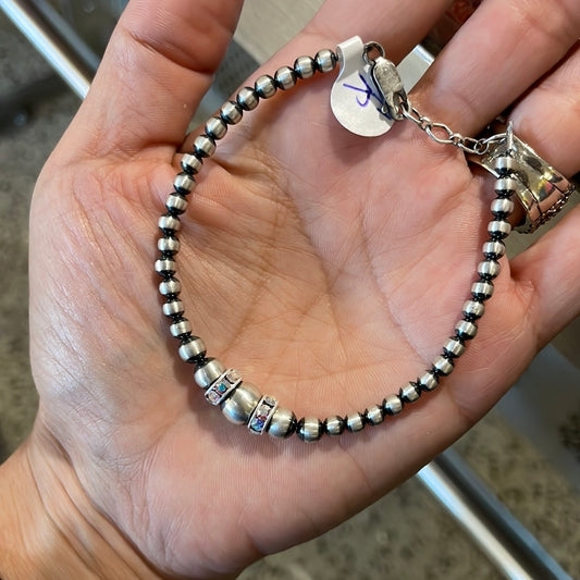 Navajo Pearl iridescent crystal Bracelet 4mm 8mm