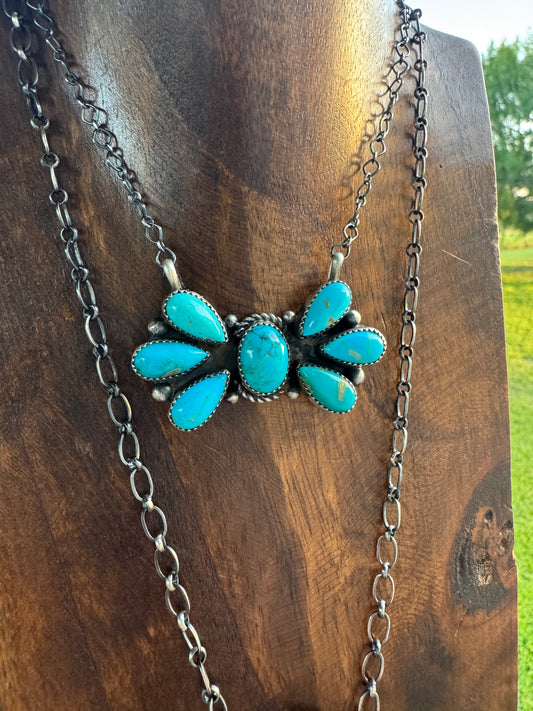 Turquoise Cluster Necklace (Bar style)