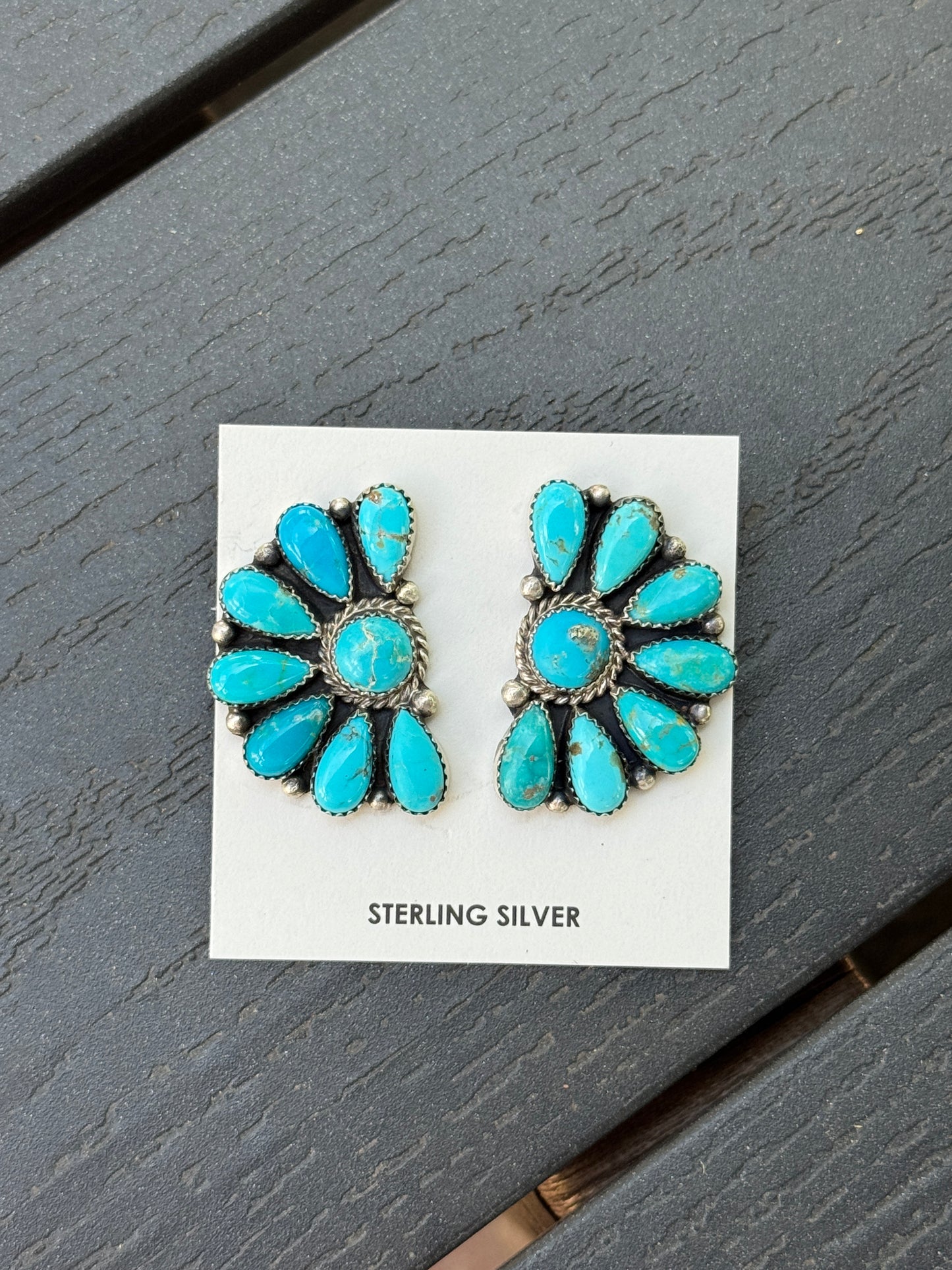Turquoise 1.5” Half Cluster Earrings - Native American Made