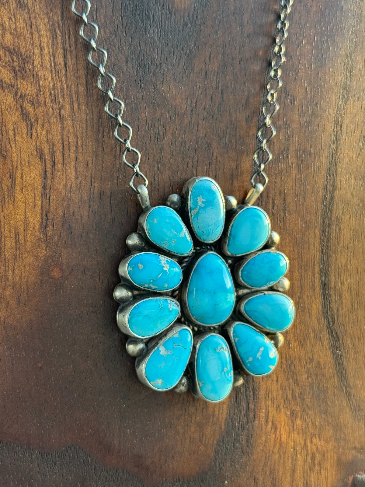 Blue Ridge Turquoise Cluster Pendant Necklace