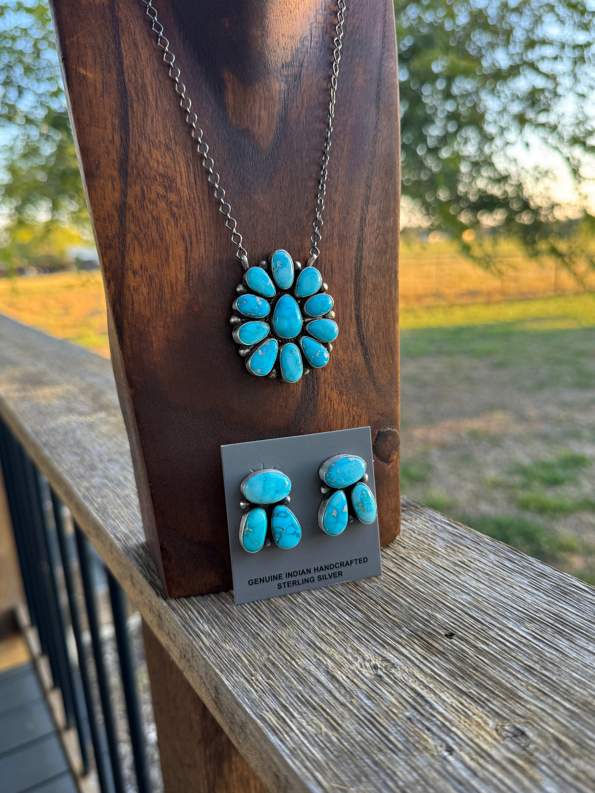 Blue ridge Turquoise 3 stone Stud Earrings, Debra Smith