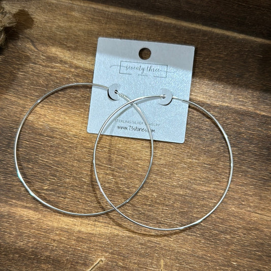 2.75" Sterling silver hoops