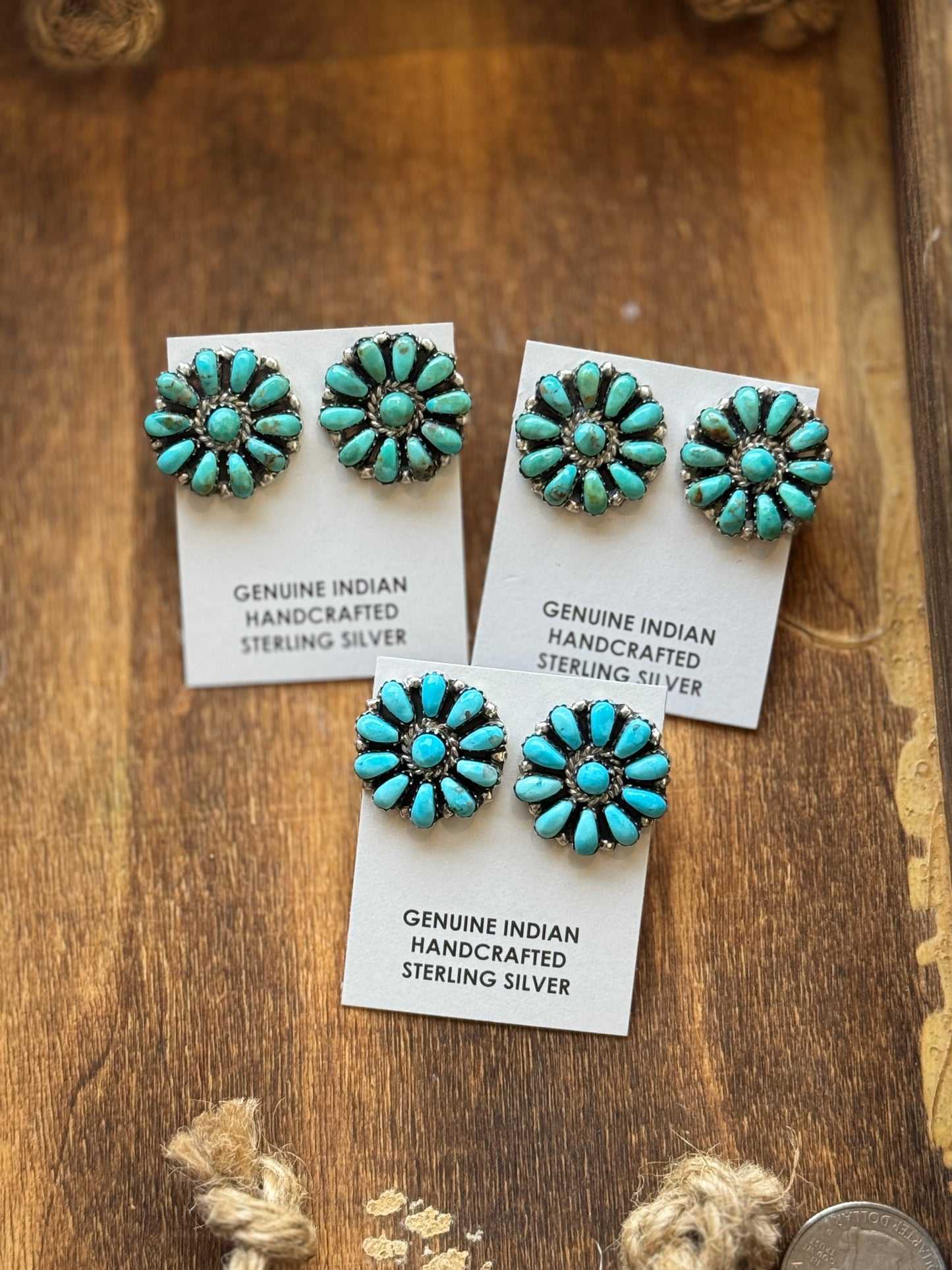 1” Turquoise cluster studs Turquoise