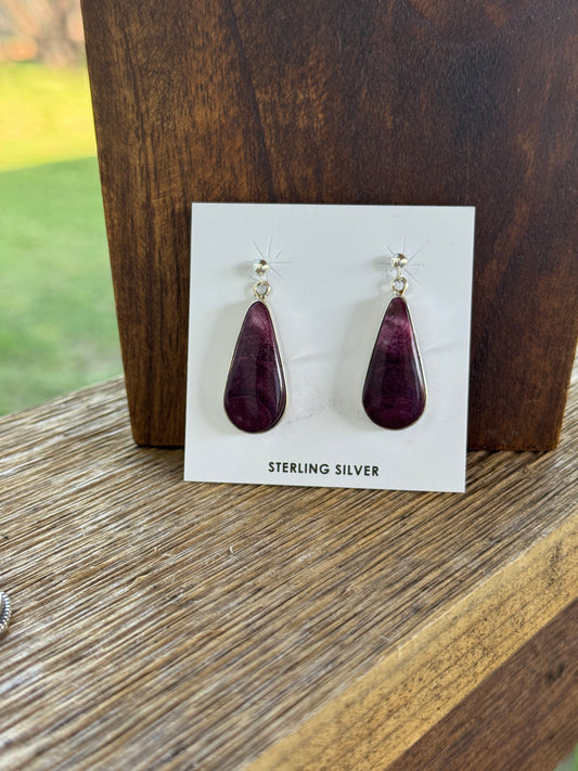 Purple Spiny Oyster teardrop Earrings