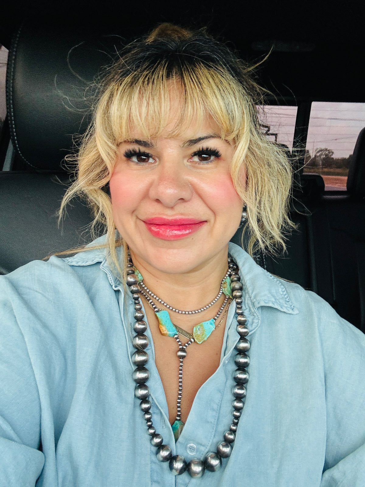 Turquoise slab lariat
